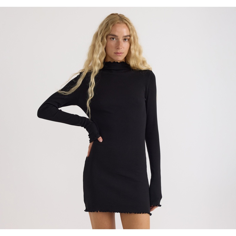 Core Rib Mock Neck Long Sleeve Dress