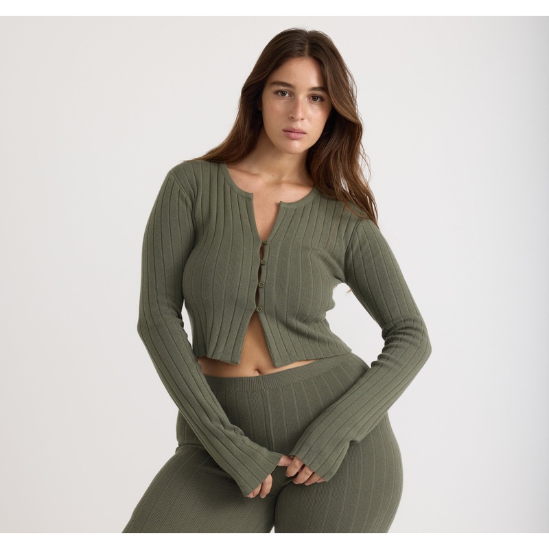 Soft Knit Rib Crop Cardigan