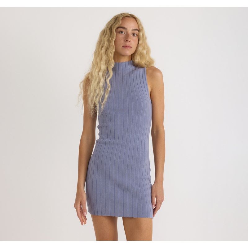 Soft Knit Rib Mock Neck Dress