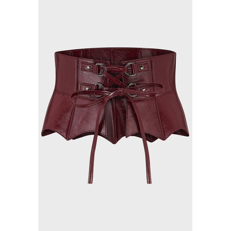 Wetland Bat Peplum Corset [Red]