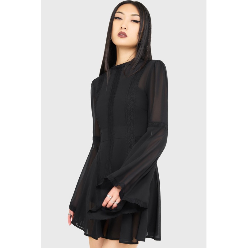 Begone Long Sleeve Mini Dress [BLACK]
