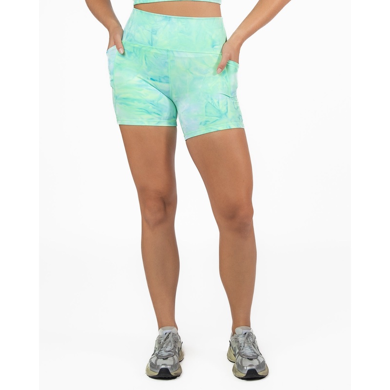 Lux High Waisted Rio Shorts (5 in.) – Key Lime Tie Dye – FINAL SALE