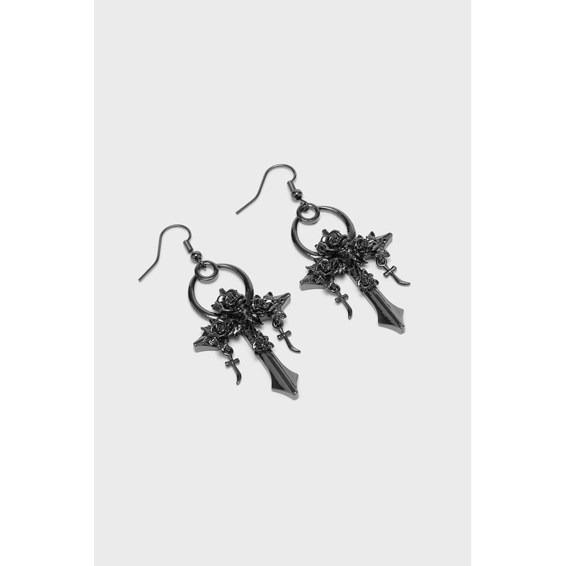 Mourning Ankh Earrings