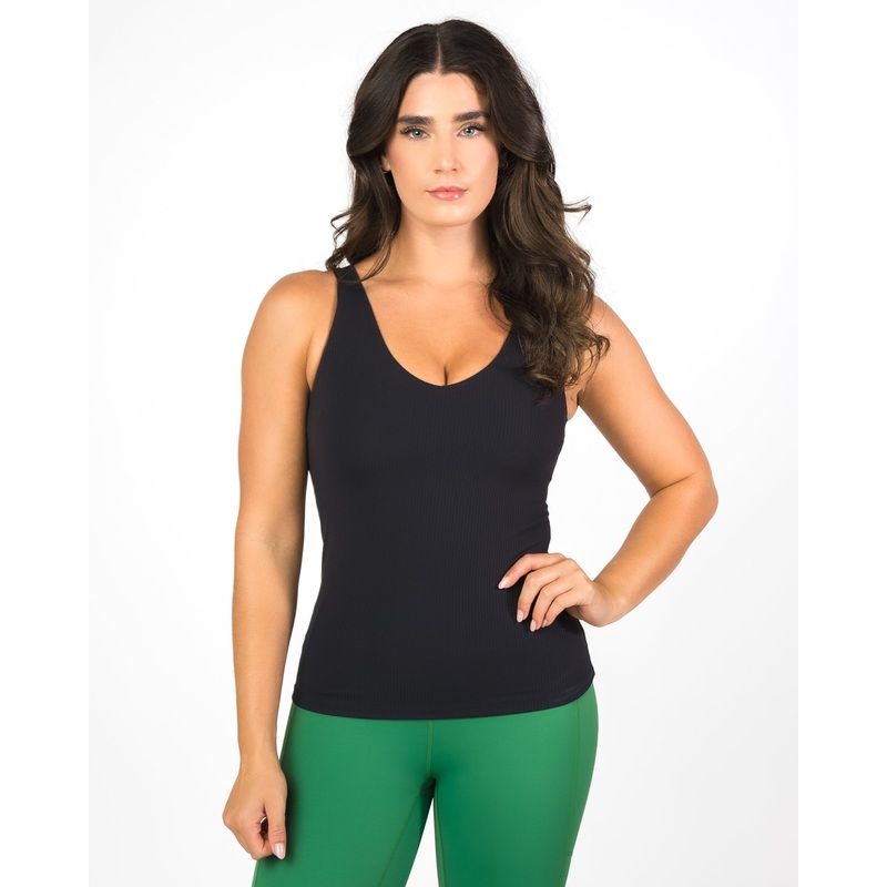 Shakti Ribbed Tank (Long)  – Black