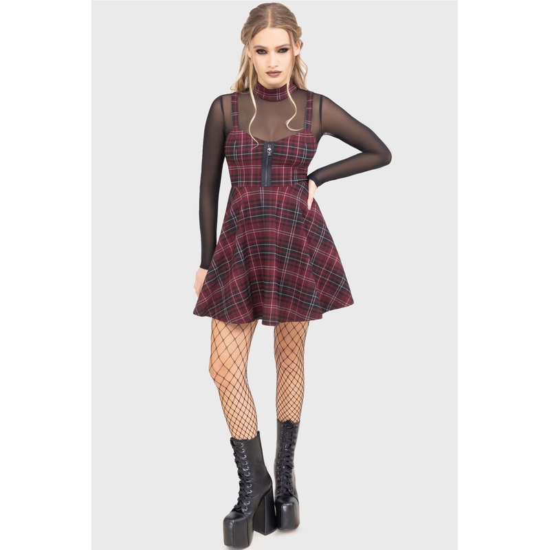 Tartan Riot Dress [BURGUNDY]