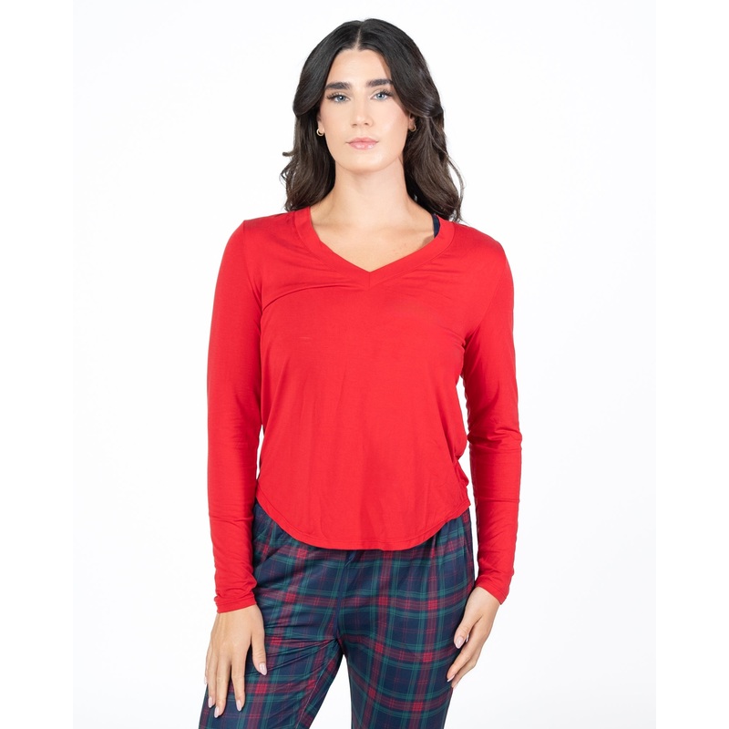 Curved Hem Long Sleeve – Cherry