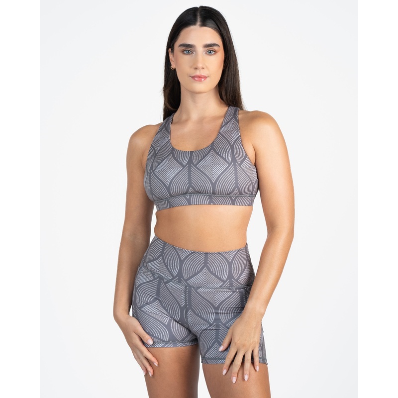 Lattice Back Sports Bra – Grey Peacock