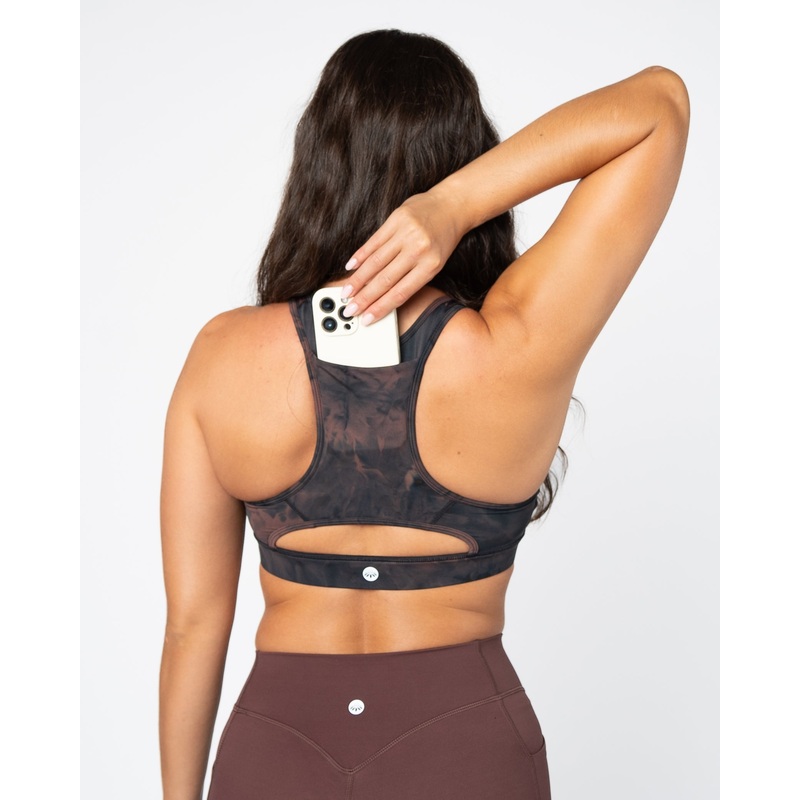 Lux Sarah Sports Bra – Fossil / Black Tie Dye