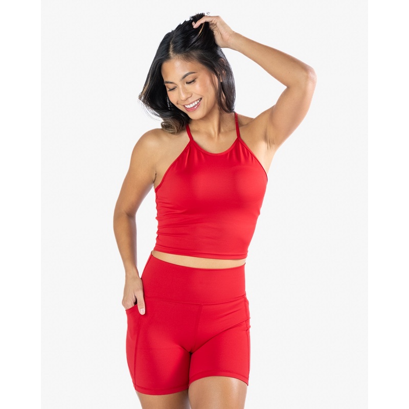 Lux Thin Strap Crop Tank – Cherry