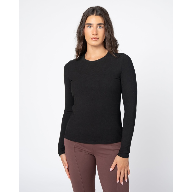 Ribbed Radiate Long Sleeve – Black