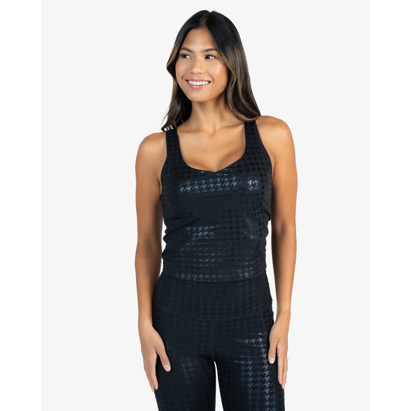 Skin Shakti Tank (Mid-Length) – Black Houndstooth – FINAL SALE