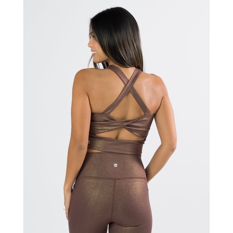 Skin Twist Back Crop – Fossil Shimmer – FINAL SALE