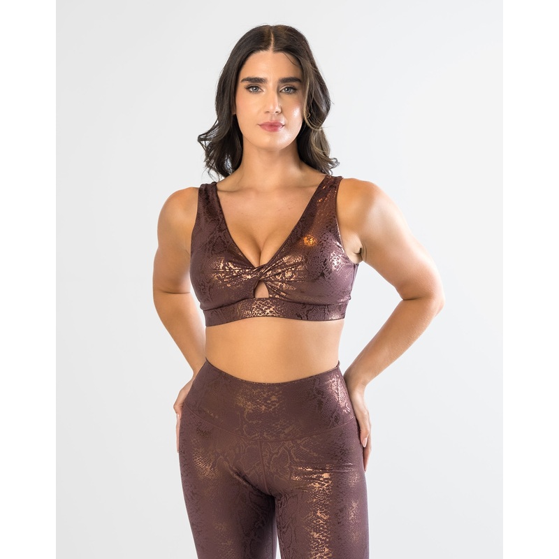 Skin XO Bra – Fossil/Rose Gold Snake Foil