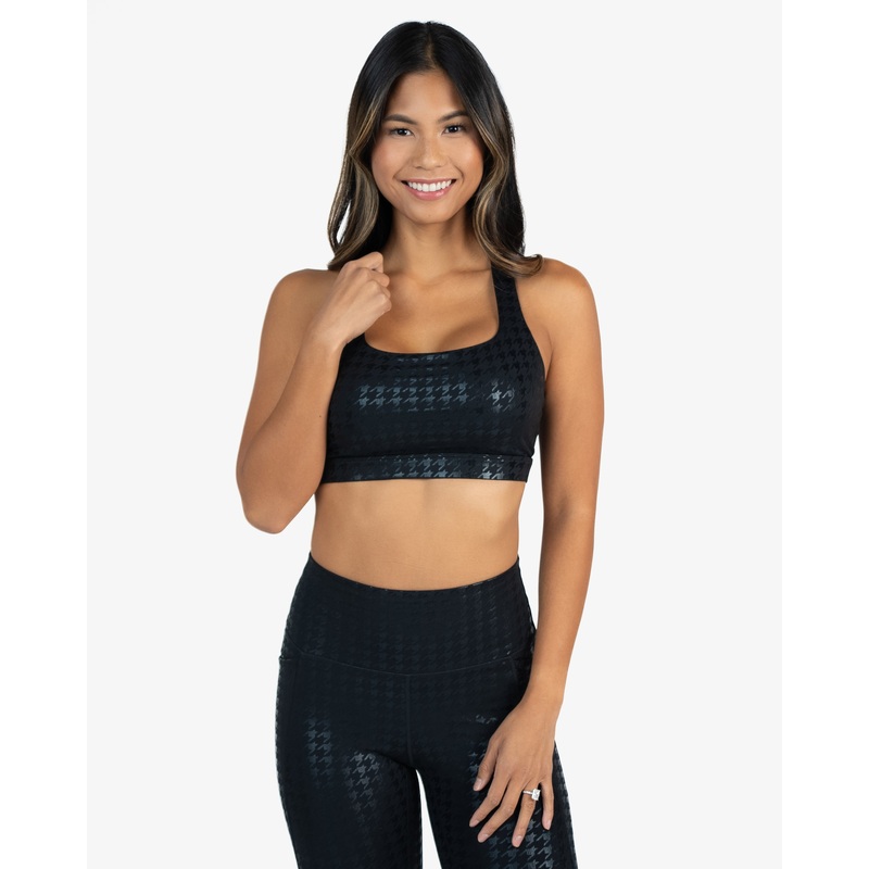 Square Neck Bra – Black Houndstooth – FINAL SALE
