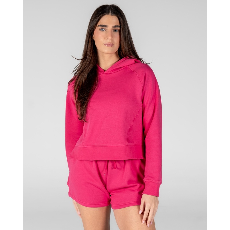 Classic Cropped Hoodie – Hibiscus – FINAL SALE