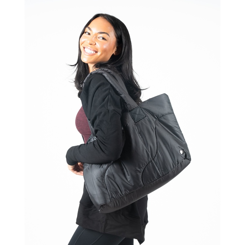 Desk To Dumbell Puffer Tote Bag – Black