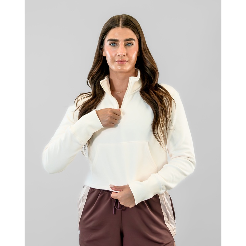 Hailey Cropped Half Zip – Jet Stream – FINAL SALE