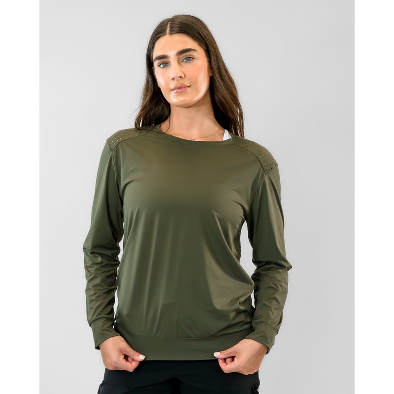 Laser Cut Pullover – Olive