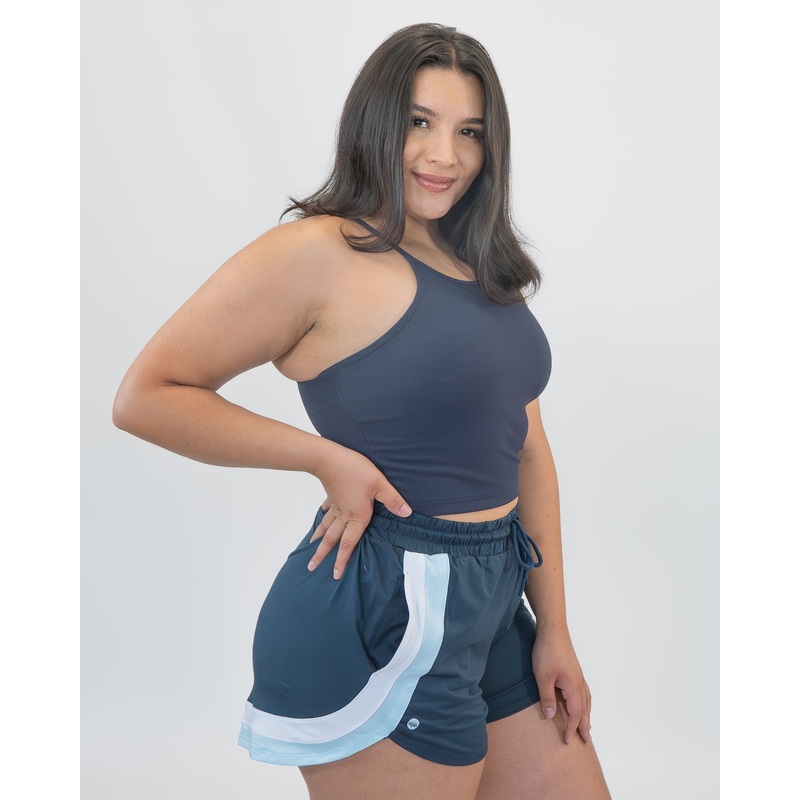 Ribbed Thin Strap Crop Tank – Navy