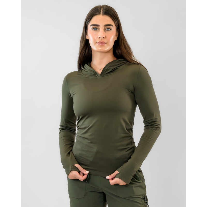 Tempo Open Back Hoodie – Dark Olive – FINAL SALE