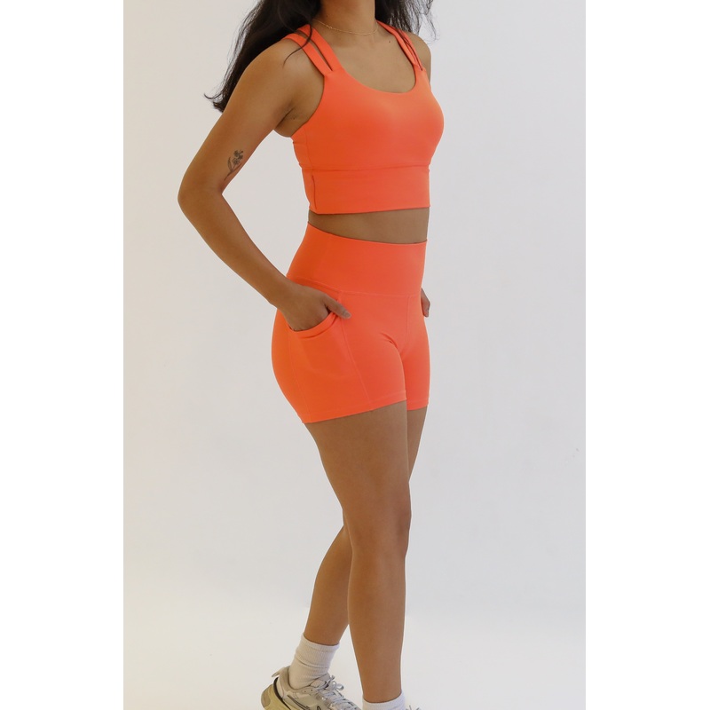 Lux High Waisted Rio Shorts (Multi-Lengths) – Tangerine