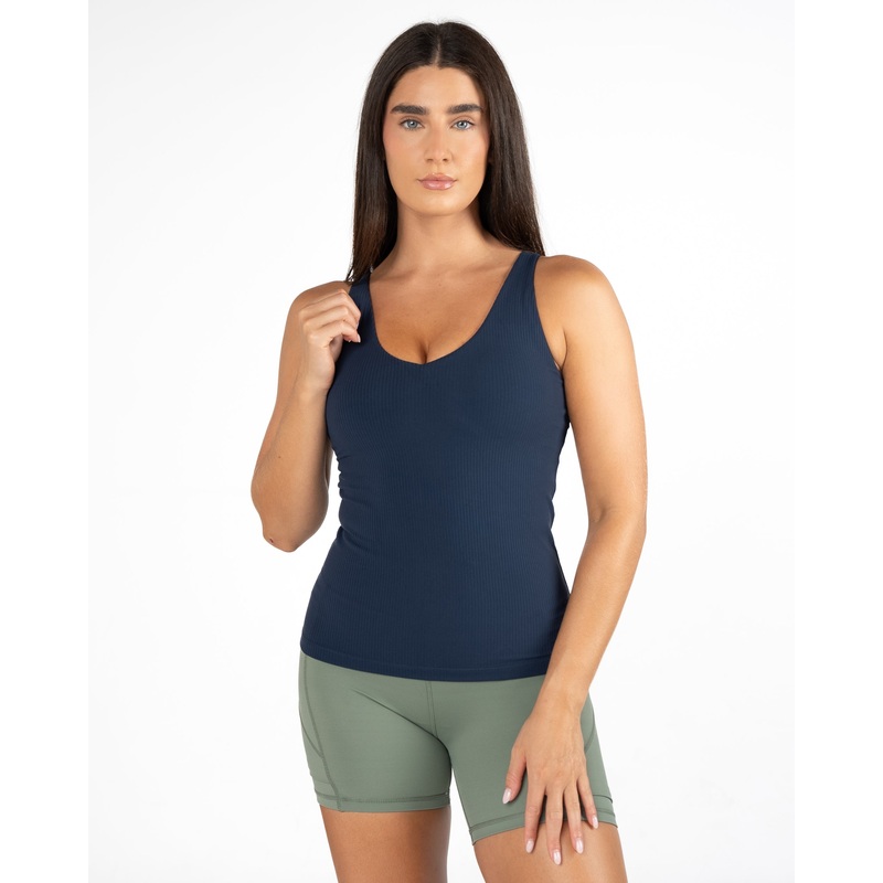 Shakti Ribbed Tank (Long)  – Navy