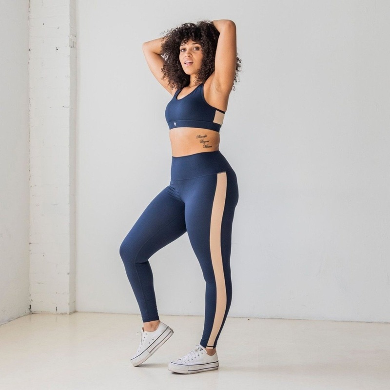 Skin Division Leggings – Navy/Latte –  S ONLY – FINAL SALE
