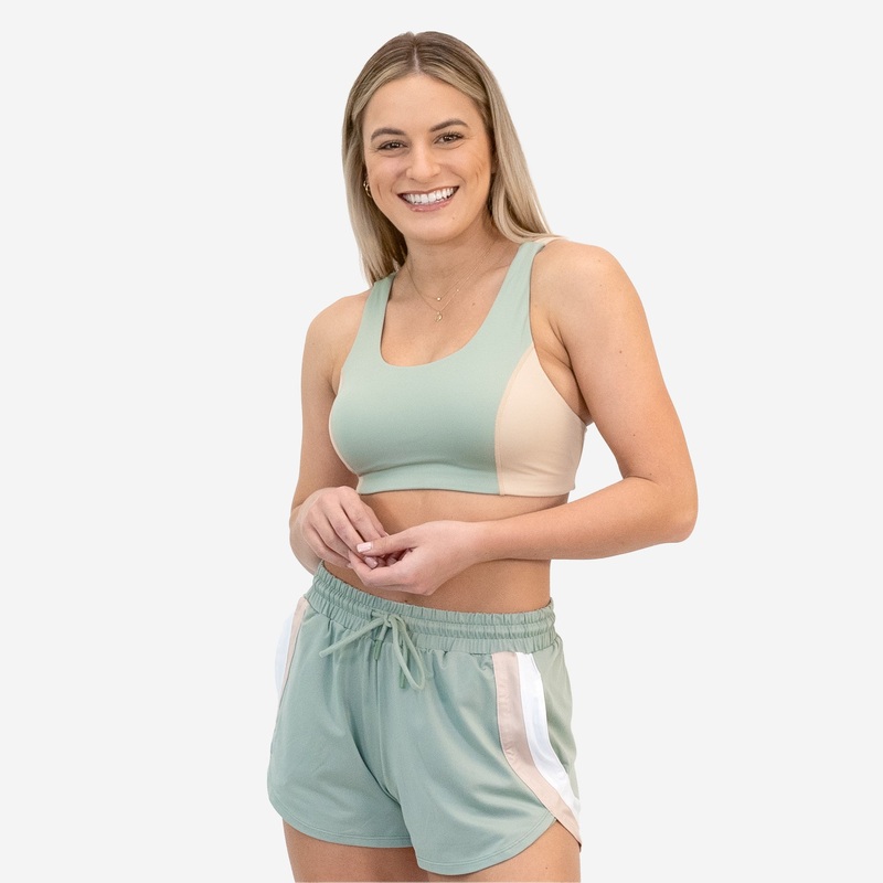 Strappy Sports Bra – Sage & Latte – S ONLY – FINAL SALE