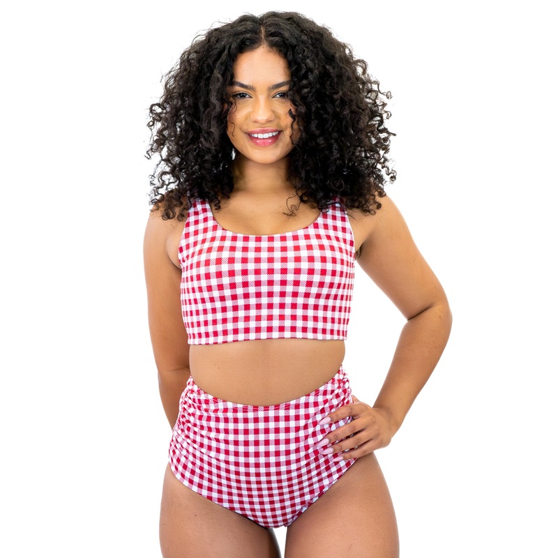 Grace Bikini Top – Cherry Gingham – FINAL SALE – S Only