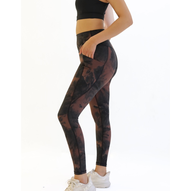 Lux Pace Leggings (26in.) – Fossil / Black Tie Dye