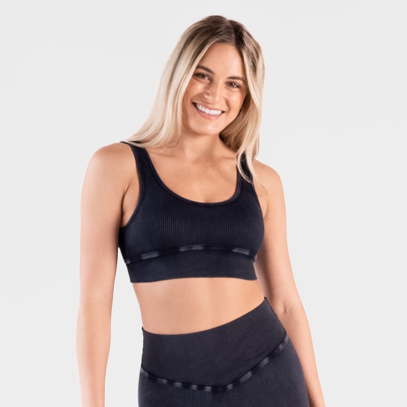 Ribbed Seamless Bra – Snow Wash Graphite – FINAL SALE