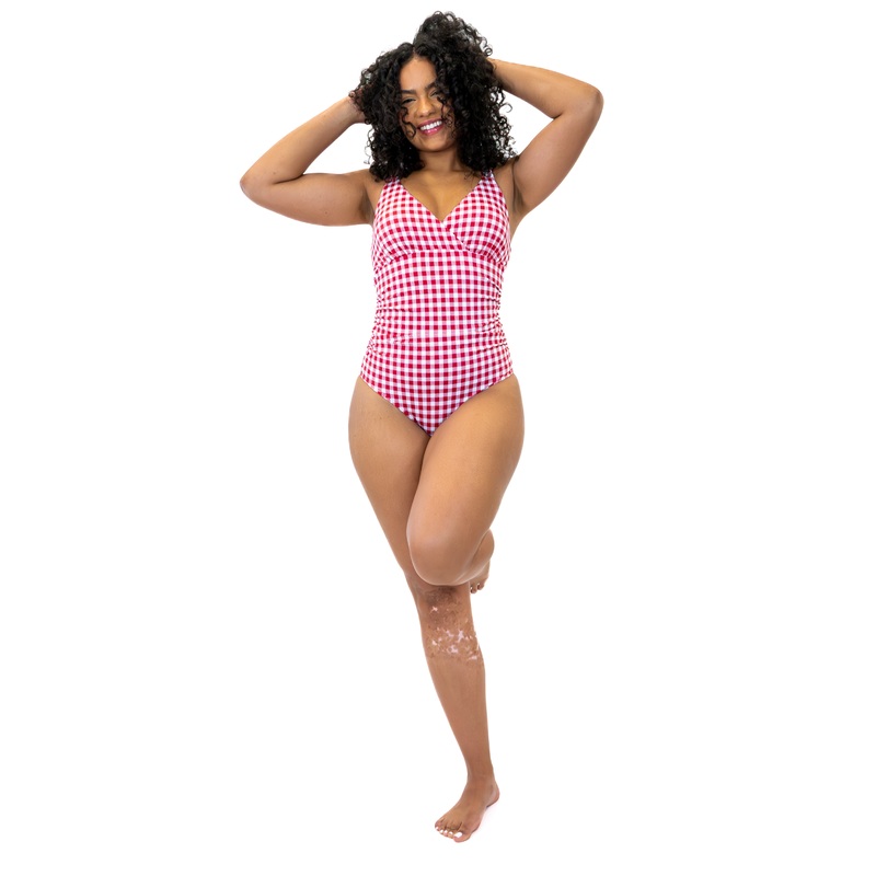 Tie Back Monterey One Piece – Cherry Gingham – FINAL SALE