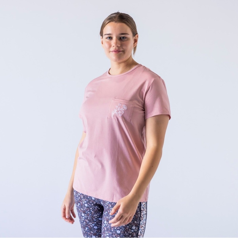 Full Length Pocket Tee – Dusty Rose – S ONLY – FINAL SALE