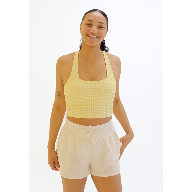 Lux Performance Crop – Yellow Gingham