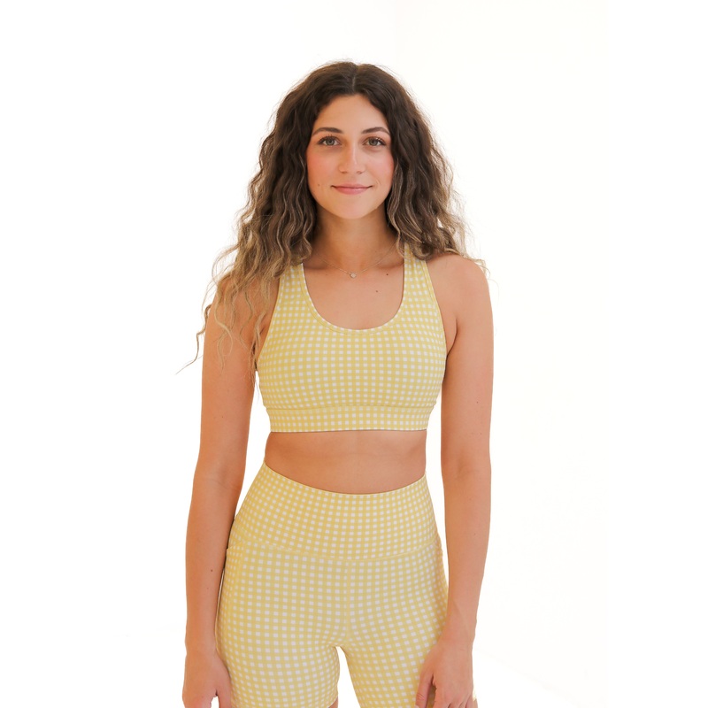 Lux Sarah Sports Bra – Yellow Gingham