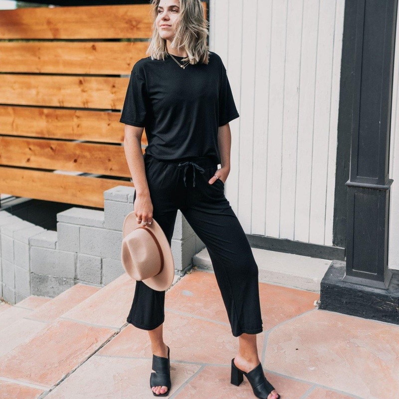 Ribbed Culottes – Black – S ONLY – FINAL SALE