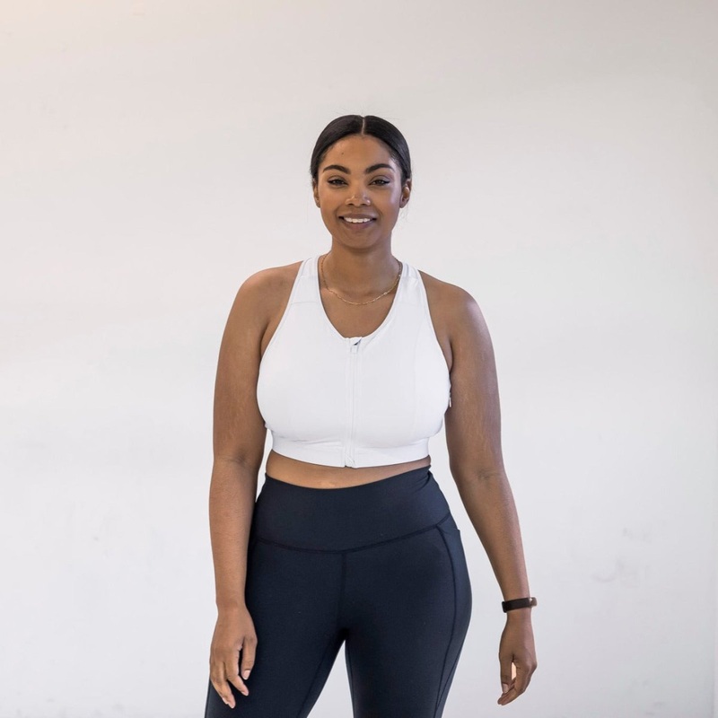 Run Free Zip Up Bra – White  – FINAL SALE