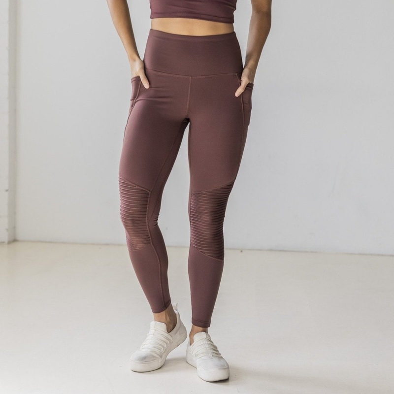 Sculpt High Waisted Moto Leggings – Fossil – S ONLY – FINAL SALE