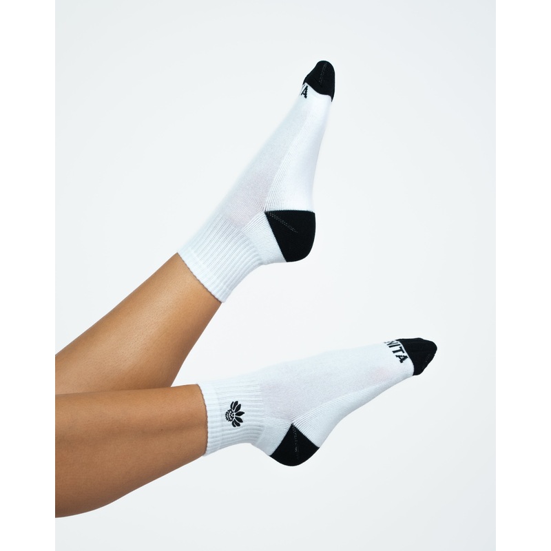 Senita Crew Socks – White/Black
