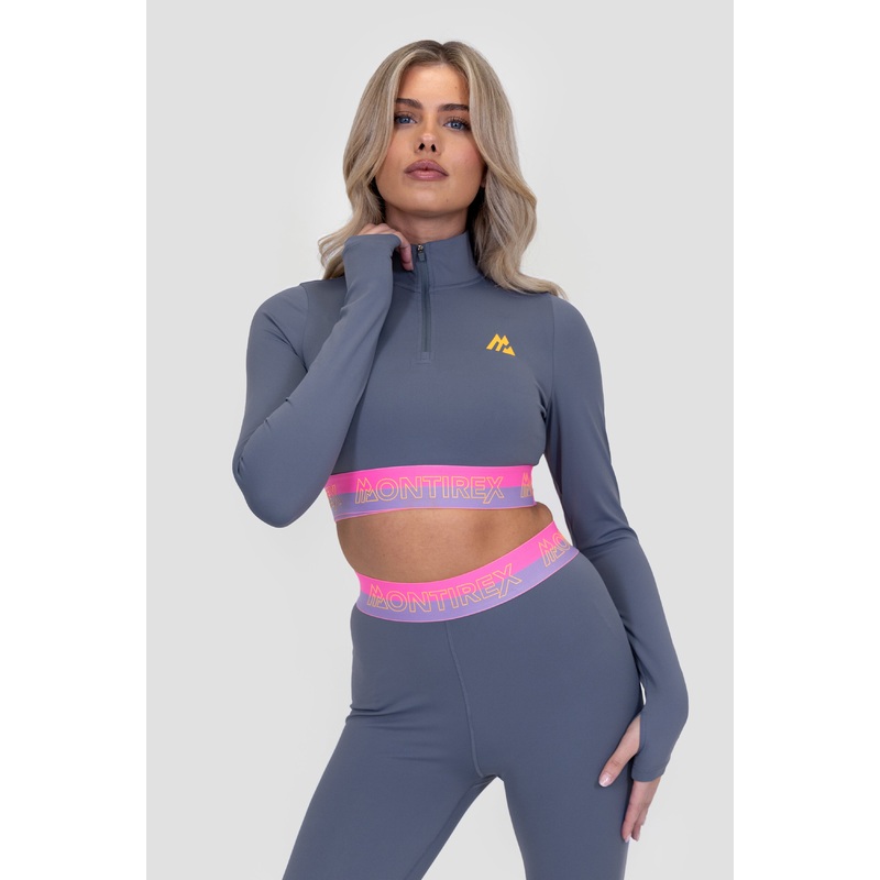 Icon Contrast 1/4 Zip – Greyed Indigo/Fuchsia/Latifolia