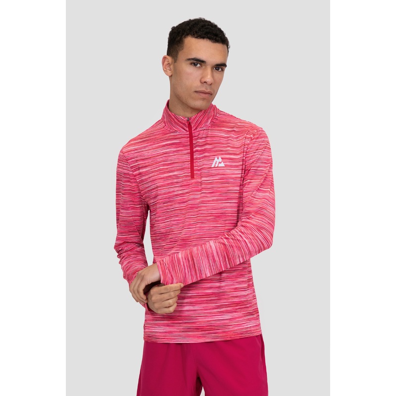 Trail 1/4 Zip – Raspberry/White