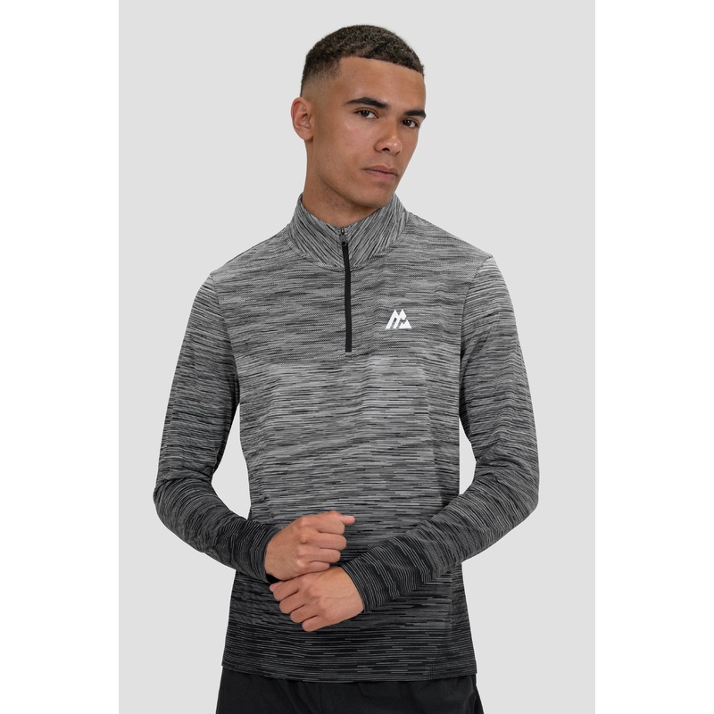 Trail Seamless 1/4 Zip – Black/Grey Multi