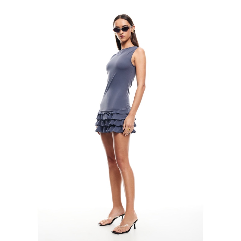 BISOUS RUFFLE DRESS – MINERAL