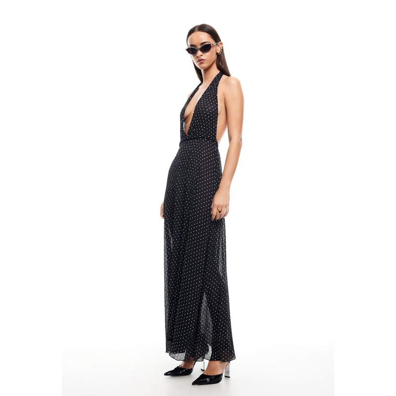 DISTRICT MAXI DRESS – ONYX POLKA