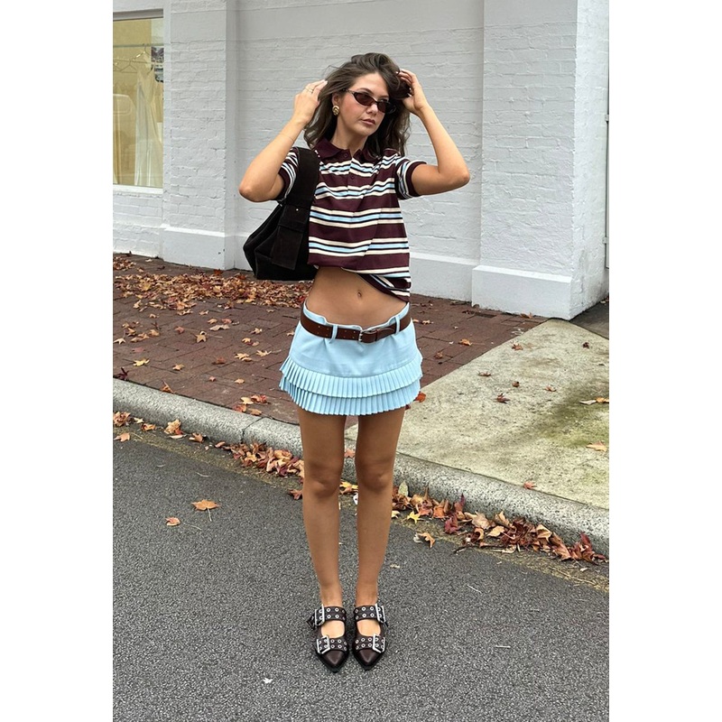 DOUBLE RUFFLE MINI SKORT – PALE BLUE