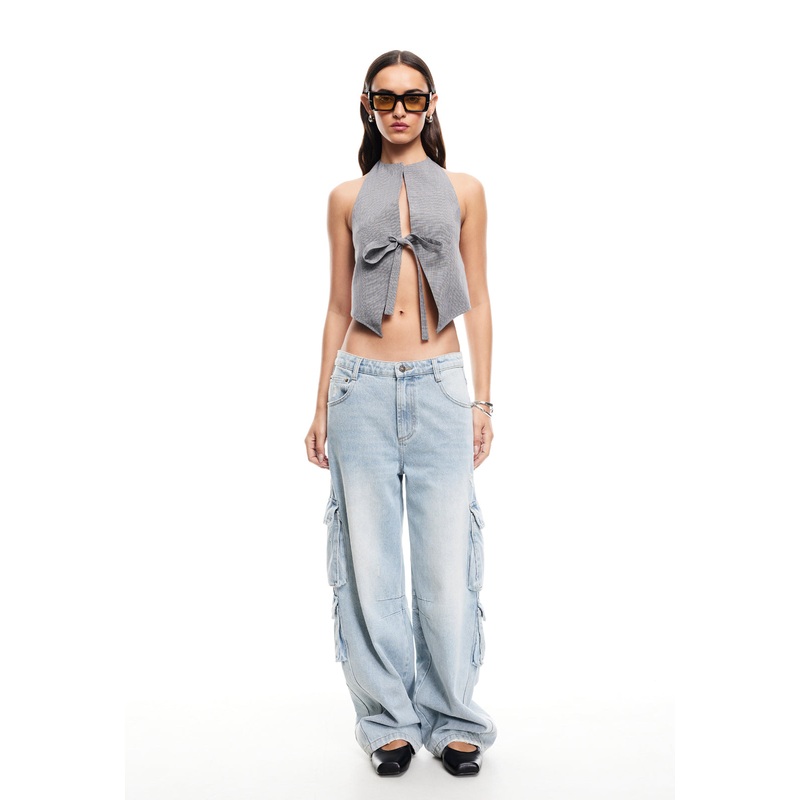 BUTTERFLY TIE TOP – ONYX GINGHAM