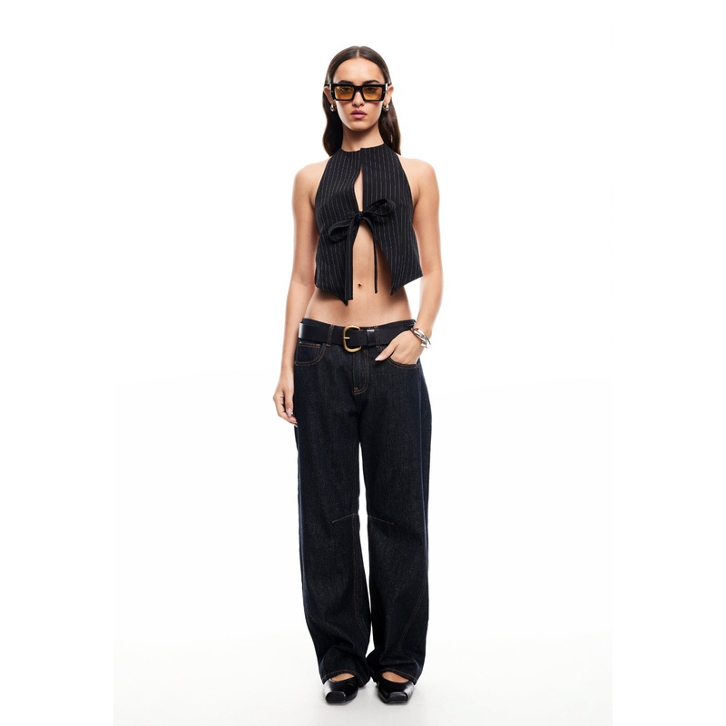BUTTERFLY TIE TOP – ONYX PINSTRIPE