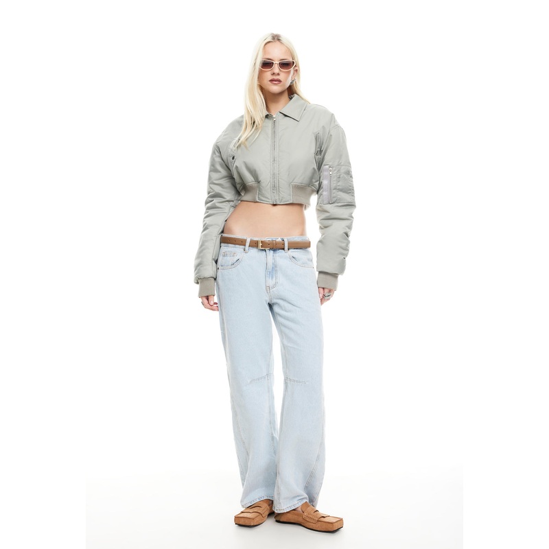 ESSENTIAL CROPPED BOMBER – MATCHA