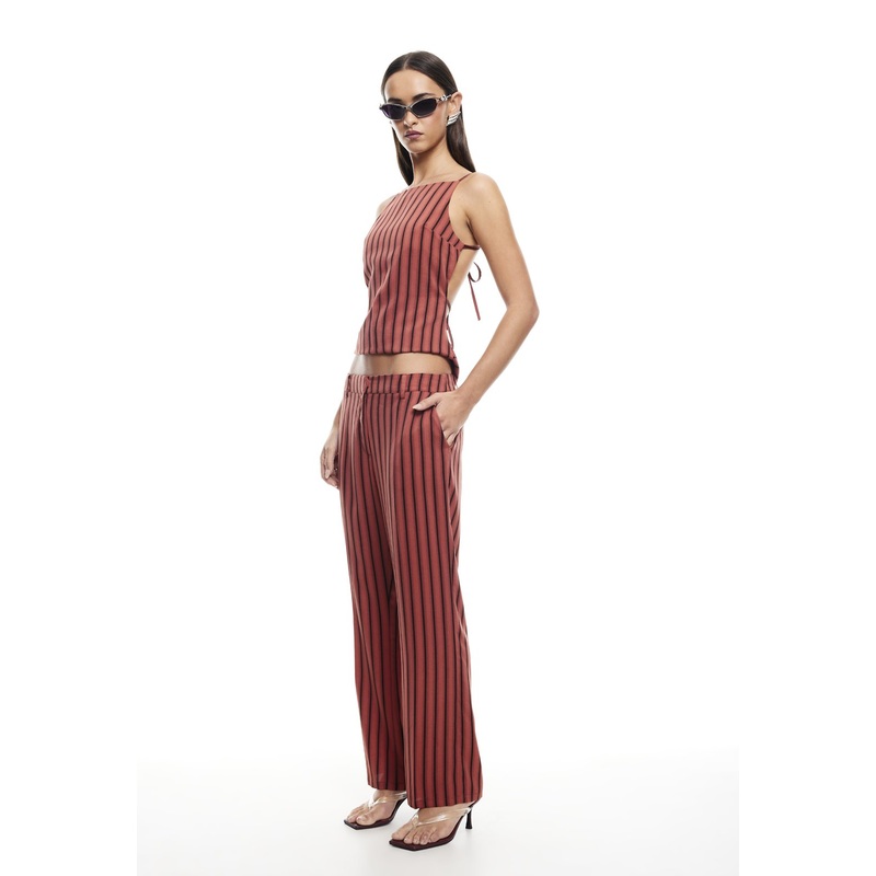 HORIZON TIE TOP – CRIMSON STRIPE