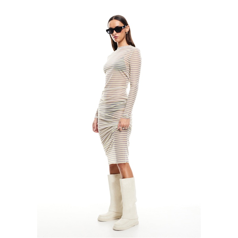 MIDNIGHT MAXI DRESS – GREY STRIPE